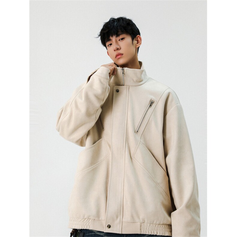 自拍图:2025秋款美式复古麂皮绒夹克外套男潮牌上衣JK8087-P85，男装夹克，星座1209-2