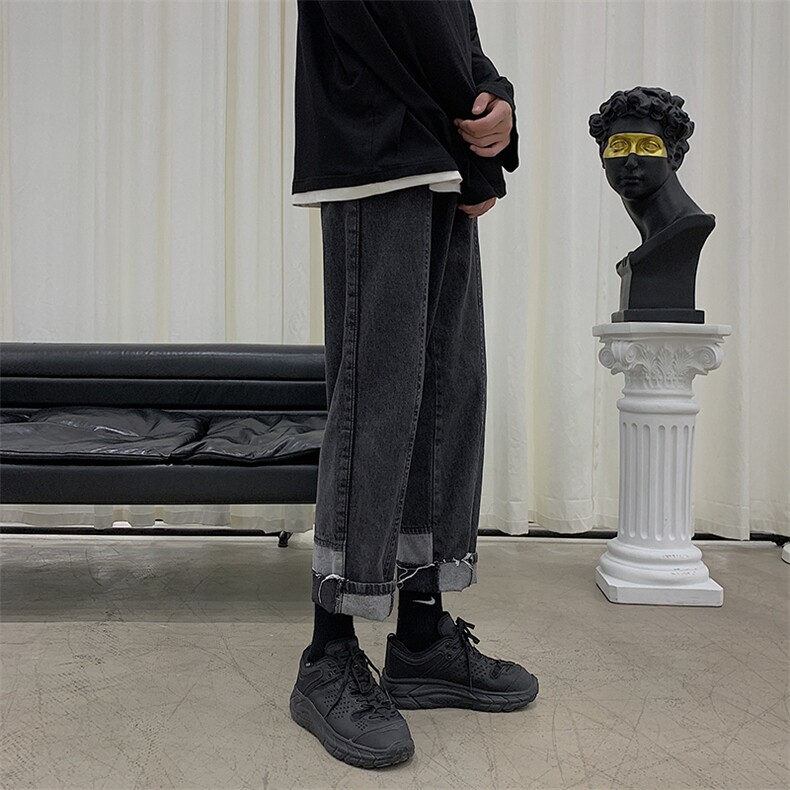 现货美式高街潮流做旧复古水洗宽松直筒牛仔裤225-2-20802-P50,男装牛仔裤,星座225-2