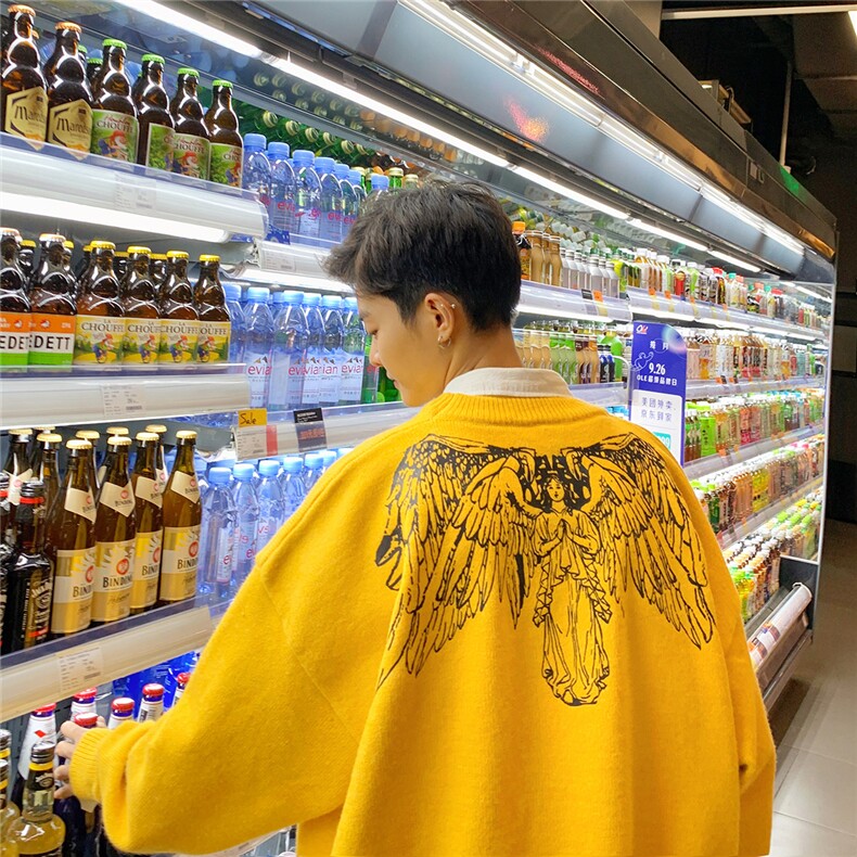 1港风圆领中性情侣潮流大码M-5XL印花加厚毛衣男7671P48加绒P55,男装针织衫/毛衣,星座226-2