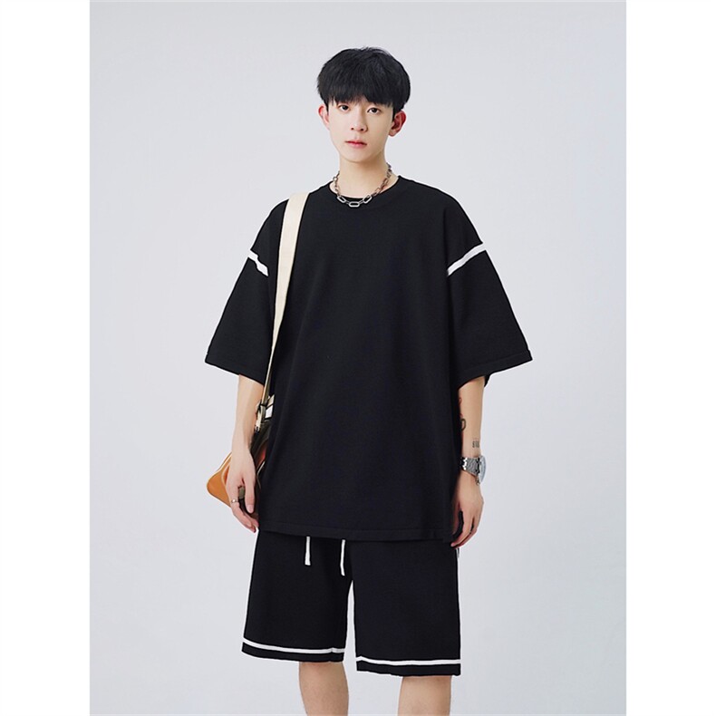 休闲运动服套装男夏季短袖青少年短裤潮牌两件套TZ0208-P68,男装休闲套装,星座308B-2