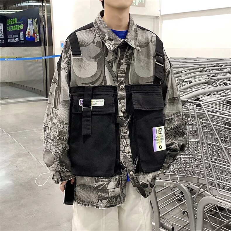 工装外套男ins嘻哈日系潮牌高街牛仔夹克机能J2169P75,男装夹克,星座1116-2
