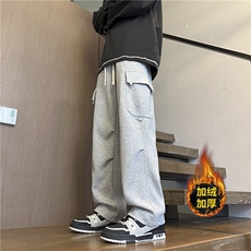加绒裤子男冬季加绒加厚卫裤宽松ins休闲裤227-1*K005加绒P50控78，男装休闲裤，星座227-1