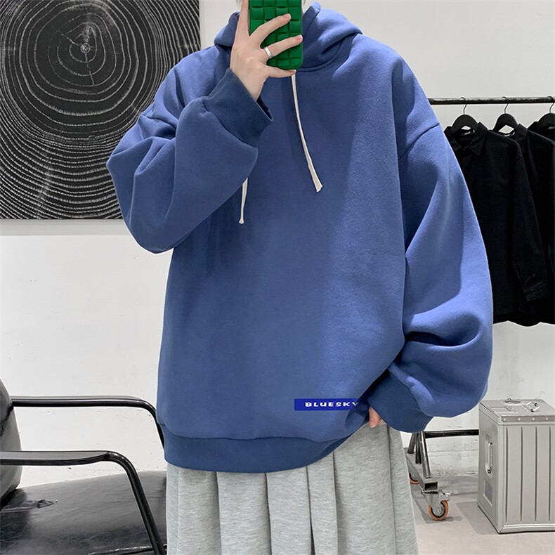WY2202-P35加绒款-P40纯棉连帽卫衣男大码运动帽衫宽松薄外套男,男装卫衣,电商A040