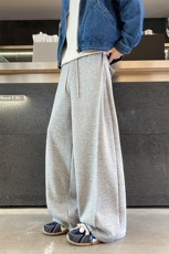 运动风秋冬宽松垂感休闲裤男秋冬潮流休闲宽松设计感卫裤P52，男装休闲裤，电商B319