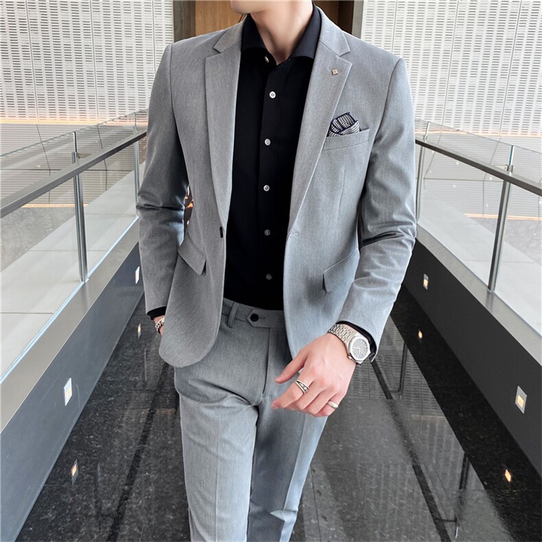 西服套装男士三件套商务职业正装小西装韩版修身伴郎新郎结婚礼服,男装西服套装,星座505-2（原电商A260-1)