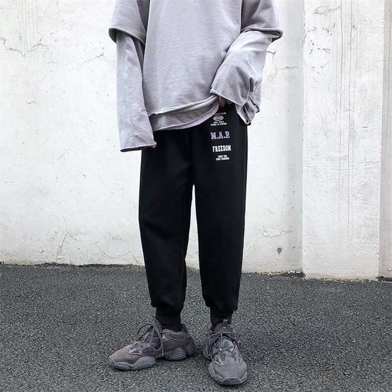 港风休闲裤男韩版印花宽松潮流束脚裤百搭运动卫裤NK03-P50,男装休闲裤,星座1501