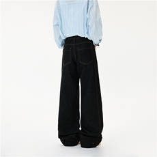 美式弯刀牛仔裤男女潮牌cleanfit宽松百搭垂感阔腿裤子YD9052-P60，男装牛仔裤，星座509