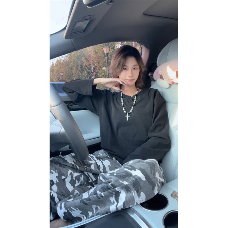 300克加厚德绒V领美式潮流冬季打底衫男士长袖T恤宽松慵懒风卫衣,男装T恤,电商C306-1