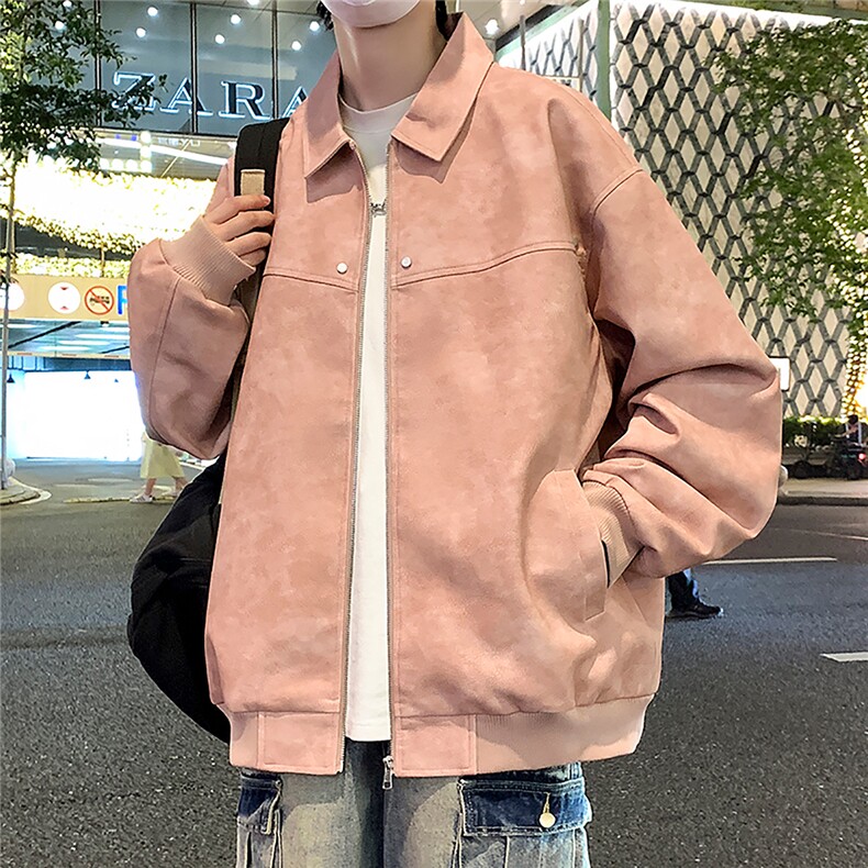 翻领夹克男2024秋新款潮复古宽松休闲外套 A436-2377-P90图片