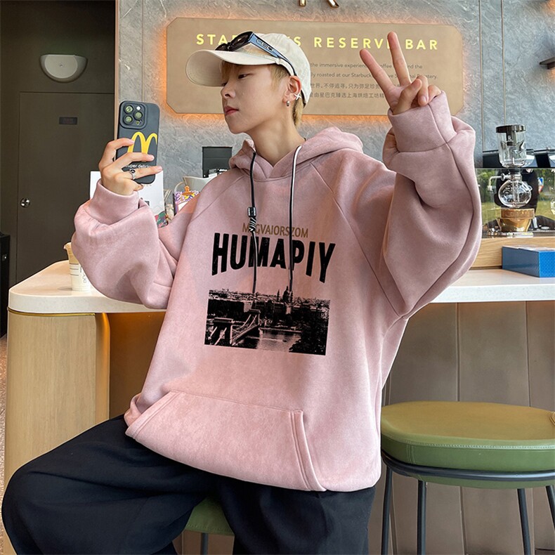 港风抖音直播得物品质宽松麂皮绒连帽卫衣W6022P48,男装卫衣,电商C408-1(原B339-1)