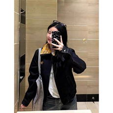 美式复古格子拼接牛仔外套男女2025春秋冬新款设计高级感工装夹克，男装工装外套，星座506A