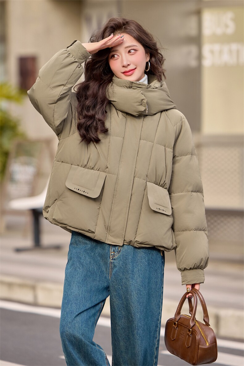 短款白鸭绒羽绒服时尚潮流2024年冬季新款,女装羽绒服,橙子家