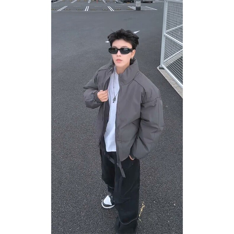 现货冬季美式休闲加厚雪山外套夹克立领纯色三防户外工装棉服,男装夹克,电商A486