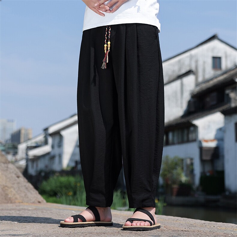 2025春夏新款风中式棉麻男装休闲裤透气亚麻哈伦裤K185-P55,男装休闲裤,电商B277(原6028)