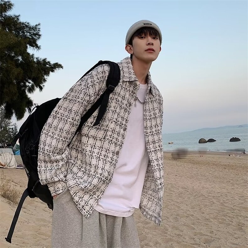 小香风外套男宽松帅气潮牌秋冬夹克ins潮流港风休闲上衣J7147-P60,男装夹克,星座1008-1