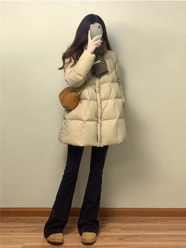 云朵泡芙羽绒服女2025冬季新款高级小个子韩系保暖白鸭绒外套,女装羽绒服,依恋蒂丝