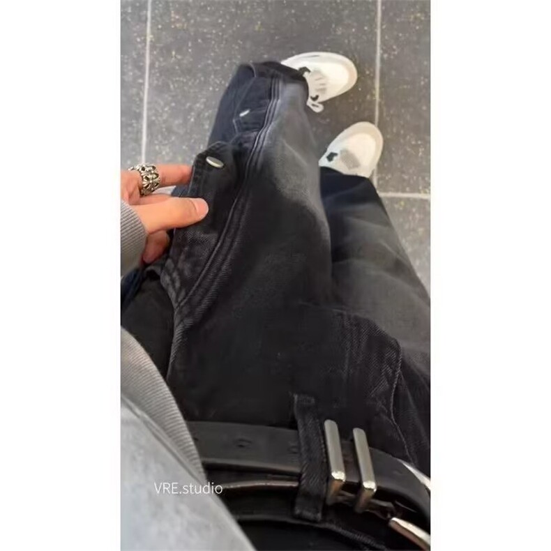 美式高街复古牛仔裤男款直筒痞帅高级感微喇弯刀长裤WL7855-P49,男装牛仔裤,星座1008