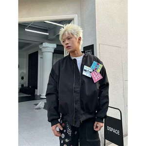 【有货】DJK165-P75美式复古刺绣贴标外套趣味情侣春秋新款夹克图片