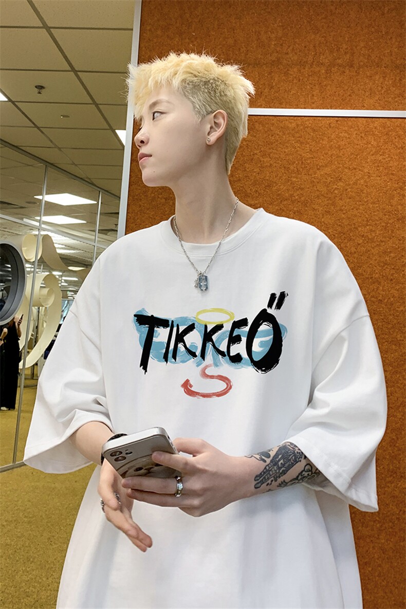 潮牌街头宽松ins半袖上衣休闲男士涂鸦创意短袖T恤D328-T470-P28,男装T恤,电商D328