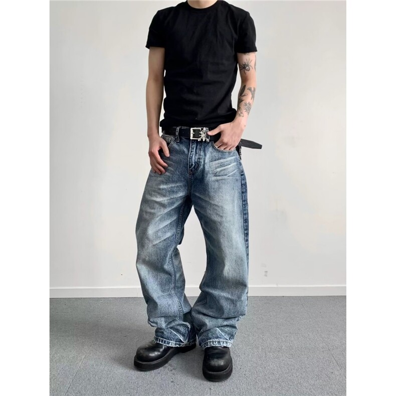 流行ins气质文艺慵懒牛仔裤简约新款原宿潮流日系百搭时尚，男装牛仔裤，星座506A