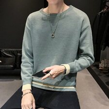 款5768青少年半高领毛衣男条纹宽松线衣潮流韩版冬季，男装针织衫/毛衣，电商D310（原电商305）