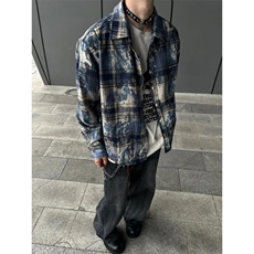 【有货】cleanfit扎染格子衬衫男设计感高级感衬衣C3002LL-特P50，男装衬衫，星座1007（原301D）