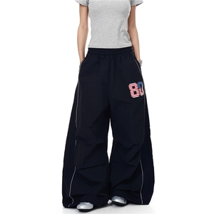 B3090-P46BLACKLISTS美式复古旗帜印花褶皱速干伞兵裤