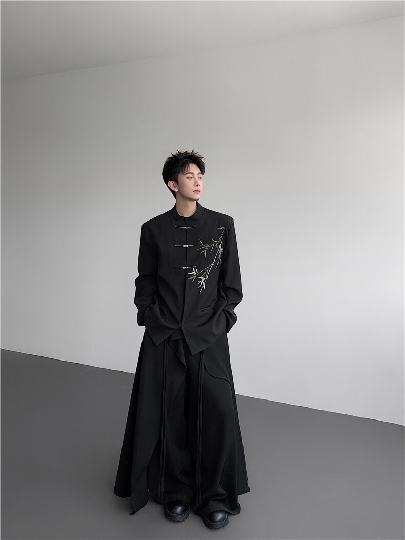现货25秋冬新中式礼服婚礼西装竹叶刺绣金属盘扣西装xz120-p128,男装西服套装,电商B288