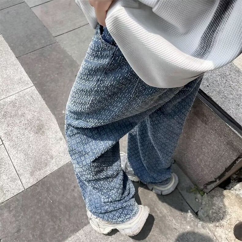 星空纹牛仔裤男夏季新款小众设计感直筒微喇阔腿裤子NQ10,男装牛仔裤,星座1116A-1（原606A）
