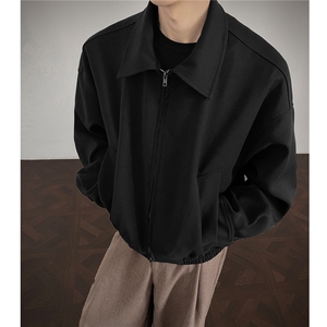 秋装新品 美式夹克棕色翻领短款外套男 H1149 特P75图片