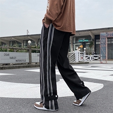 休闲裤男韩版潮流条纹拼色高街帅气2026春夏新款ins长裤K3362-P35，男装休闲裤，星座412