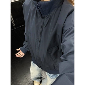 现货 26春装美拉德立领飞行夹克纯色复古廓形高街棒球服外套图片