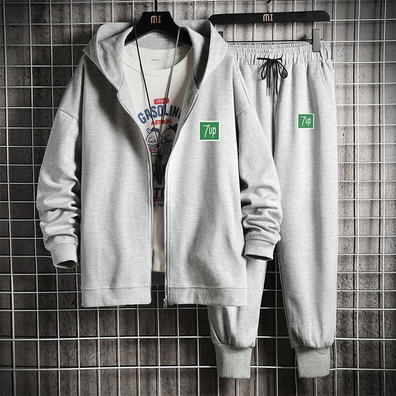 TK6058-P85开衫连帽卫衣套装男运动套装两件套网格挂拍,男装卫衣,电商A040A