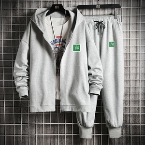 TK6058-P85 开衫连帽卫衣套装男运动套装两件套 网格挂拍图片
