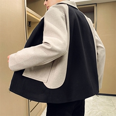 男新款呢子大衣秋冬妮子毛呢拼色宽松夹克外套A236-JK-5051-P135，男装夹克，电商A236