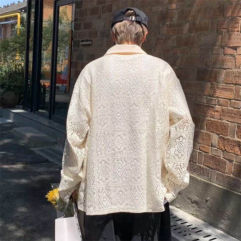 法式复古镂空衬衫2022秋季男女新款宽松休闲开衫衬衣HC62P45,男装衬衫,星座1116-2
