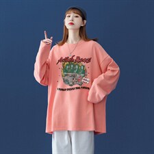 2022中性春季宽松动漫印花潮流情侣打底衫长袖T恤T116P25控38，男装T恤，A247A