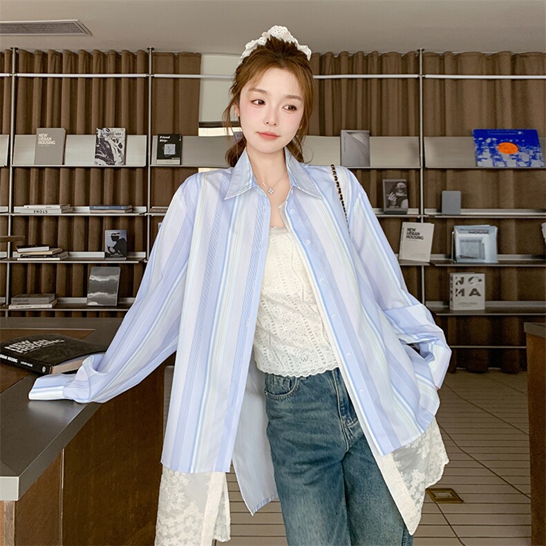 现货定位蕾丝拼接条纹衬衫连衣裙RF058-C8685-P125-K178,女装连衣裙,2C058