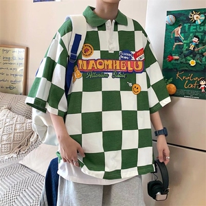 男春季复古棋盘polo潮流时尚休闲短袖SL01P36图片