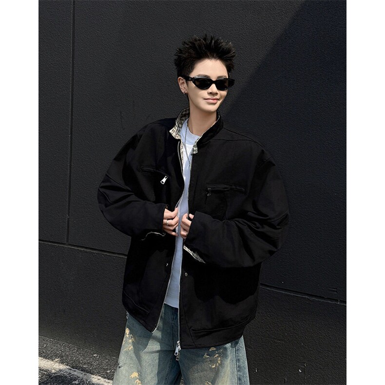 美式哈灵顿夹克立领牛仔外套痞帅高级感牛仔衣JK09357-P95,男装夹克,星座308B-1