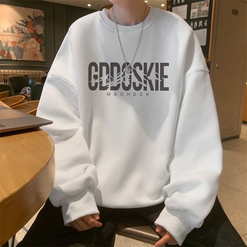400高克重华棉内景秋新款字母圆领卫衣男宽松WY00271/P35加绒P45图片