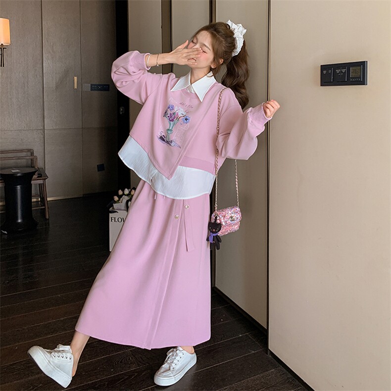 现货！春季新款印花设计感卫衣套装8698-P165-K238,女装套装/套裙,2B222