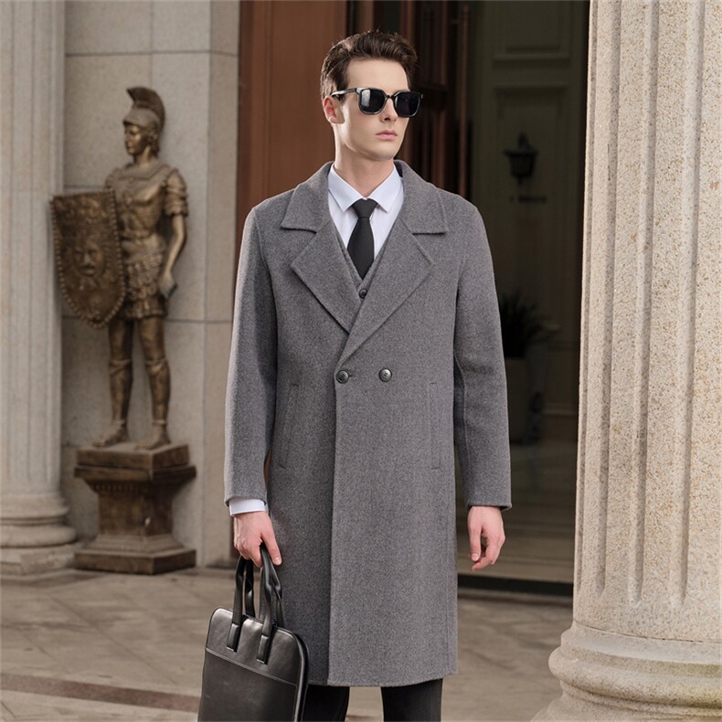 2025年秋季新款百搭男士中长款长袖羊毛大衣，男装毛呢大衣，牧绒家园高端店