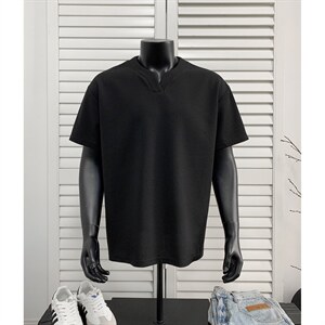 假模特批250克男装夏季新款大码宽松短袖T恤夏装V领打底衫S399P20图片