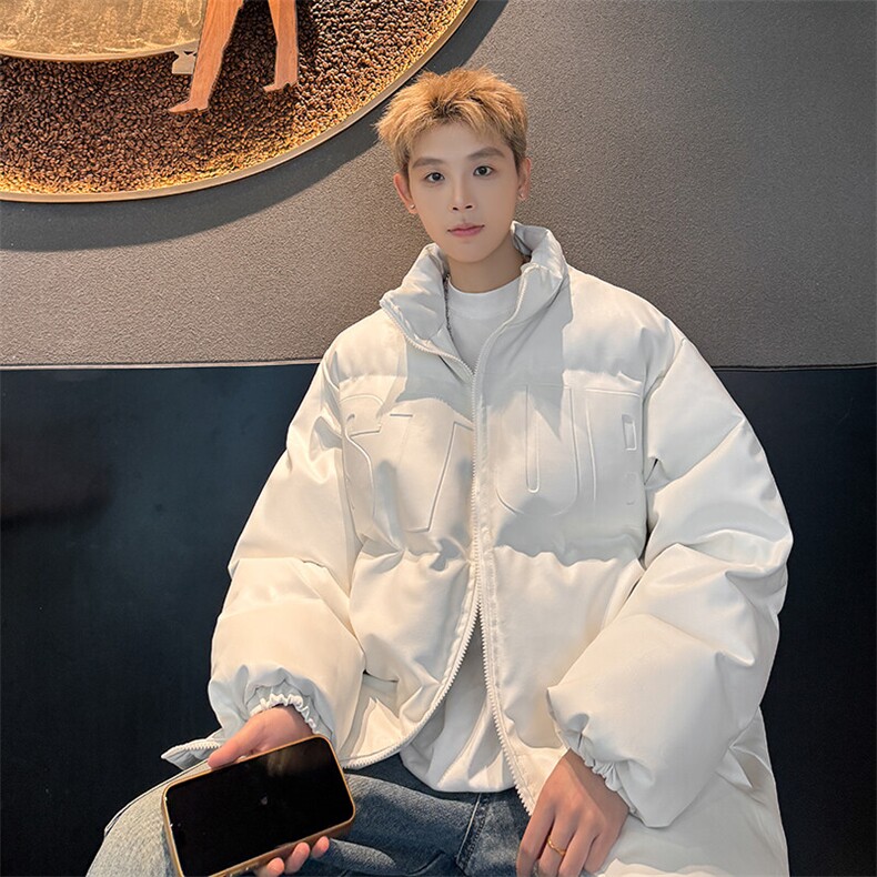 冬季男立领pu皮衣钢印羽绒棉服外套M2881P85直播,男装皮衣,星座1904A-1