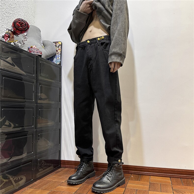 k1050-p45-控68  现货oversize蓝色风牛仔裤拼接图片