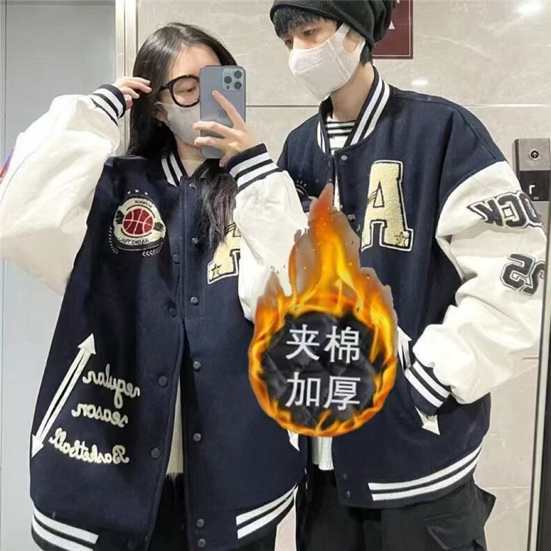 美式潮牌棒球服潮字母刺绣宽松百搭情侣飞行外套上衣,女装短外套,星座1210-1