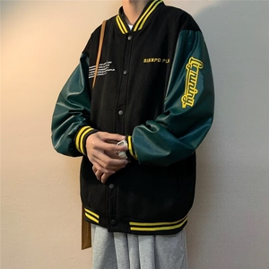 双层全刺绣麂皮绒美式复古棒球服男夹克情侣高街hiphop外套潮JK85图片