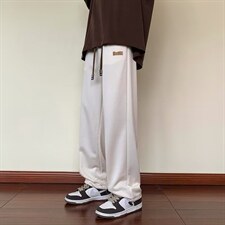春秋季新款小众百搭休闲阔腿裤纯色直筒宽松运动裤子男K4710-P30，男装休闲裤，星座512-2