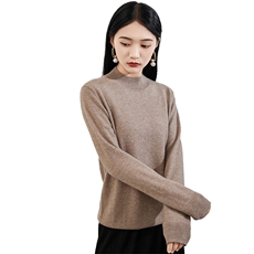 2024秋冬新款35%山羊绒女士净面半高领羊绒衫，女装羊绒衫，润辉羊绒